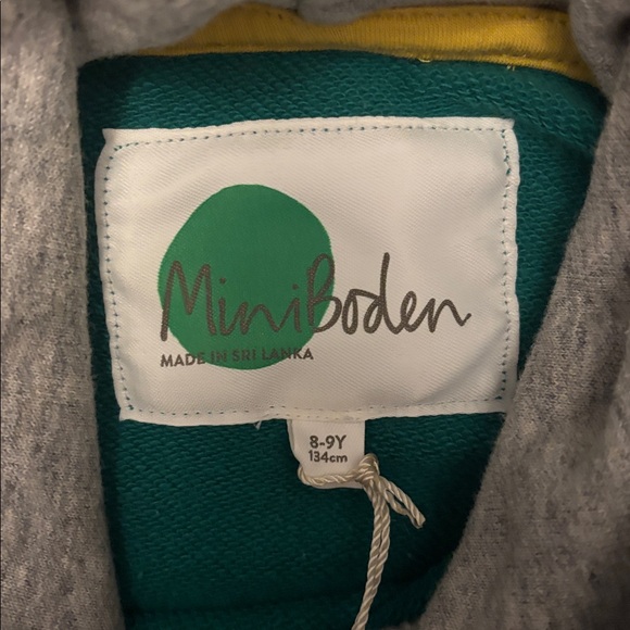 Mini Boden Green and Gray Soccer Appliqué Boy’s Hoodie - Picture 3 of 7